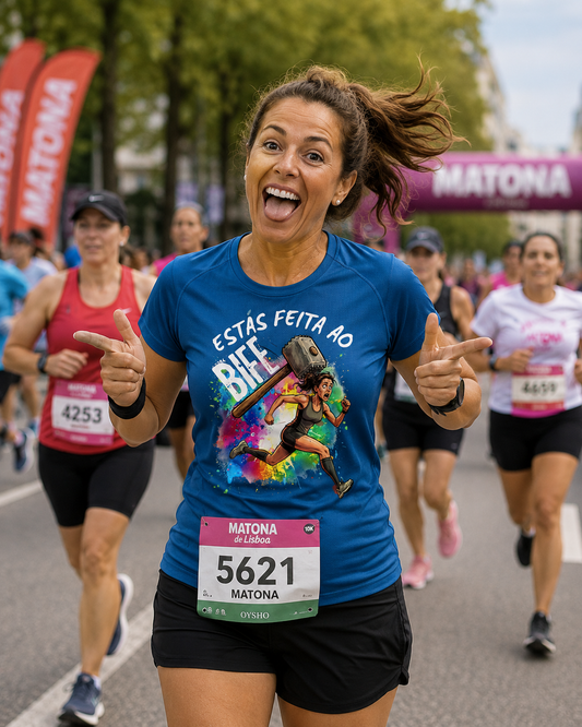 T-Shirt de corrida Estás Feita ao Bife para Mulher – Doí Treinasses