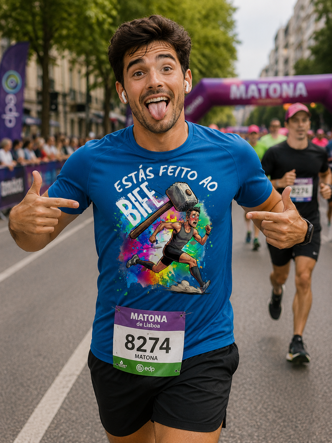 T-Shirt de corrida Estás Feito ao Bife para Homem – Doí Treinasses