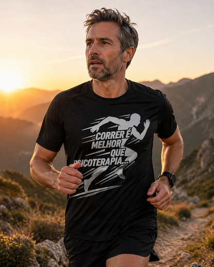 T-Shirt de corrida Melhor que Psicoterapia Unisexxo – Doí Treinasses