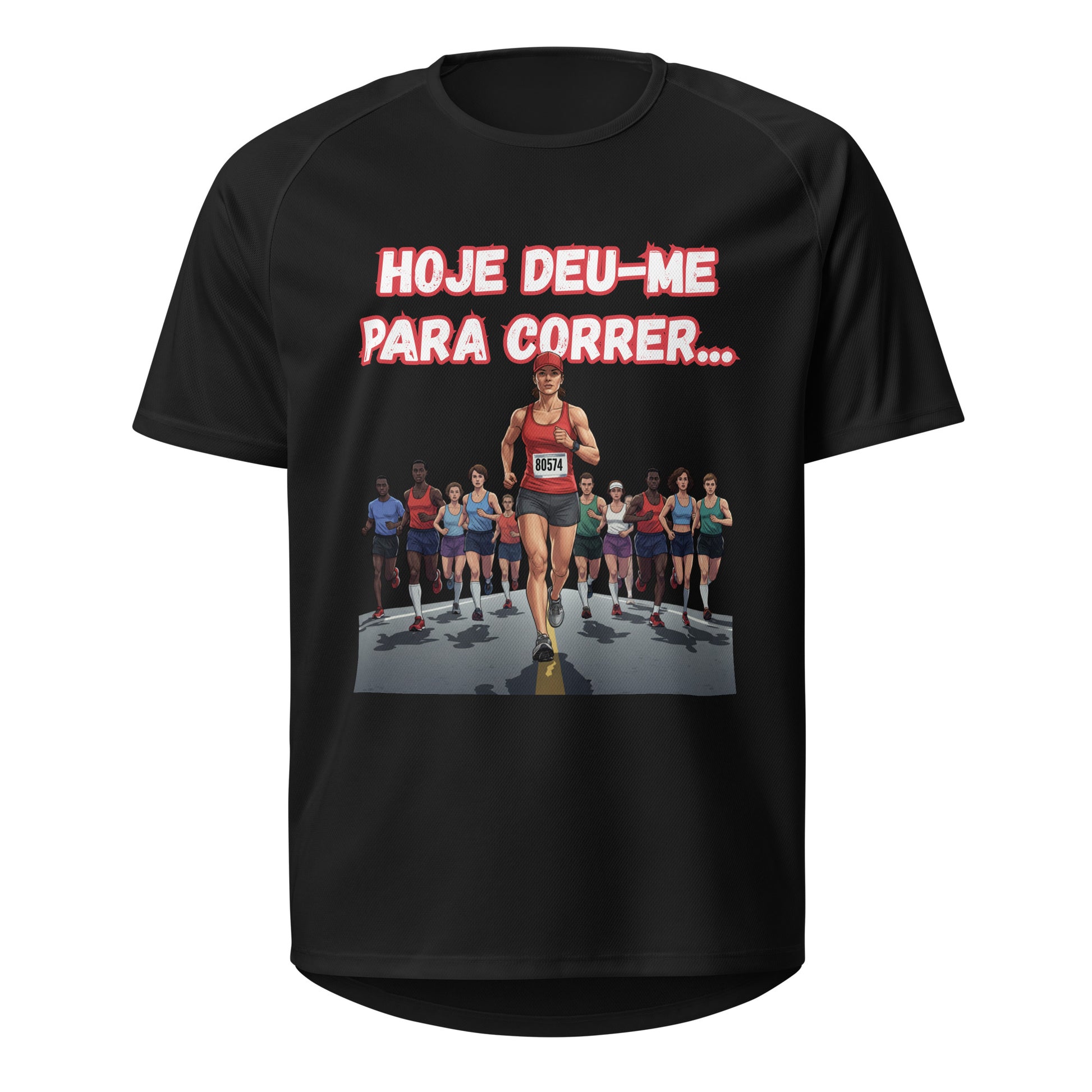 Mockup T-Shirt Deu-me para Correr Mulher – Preto