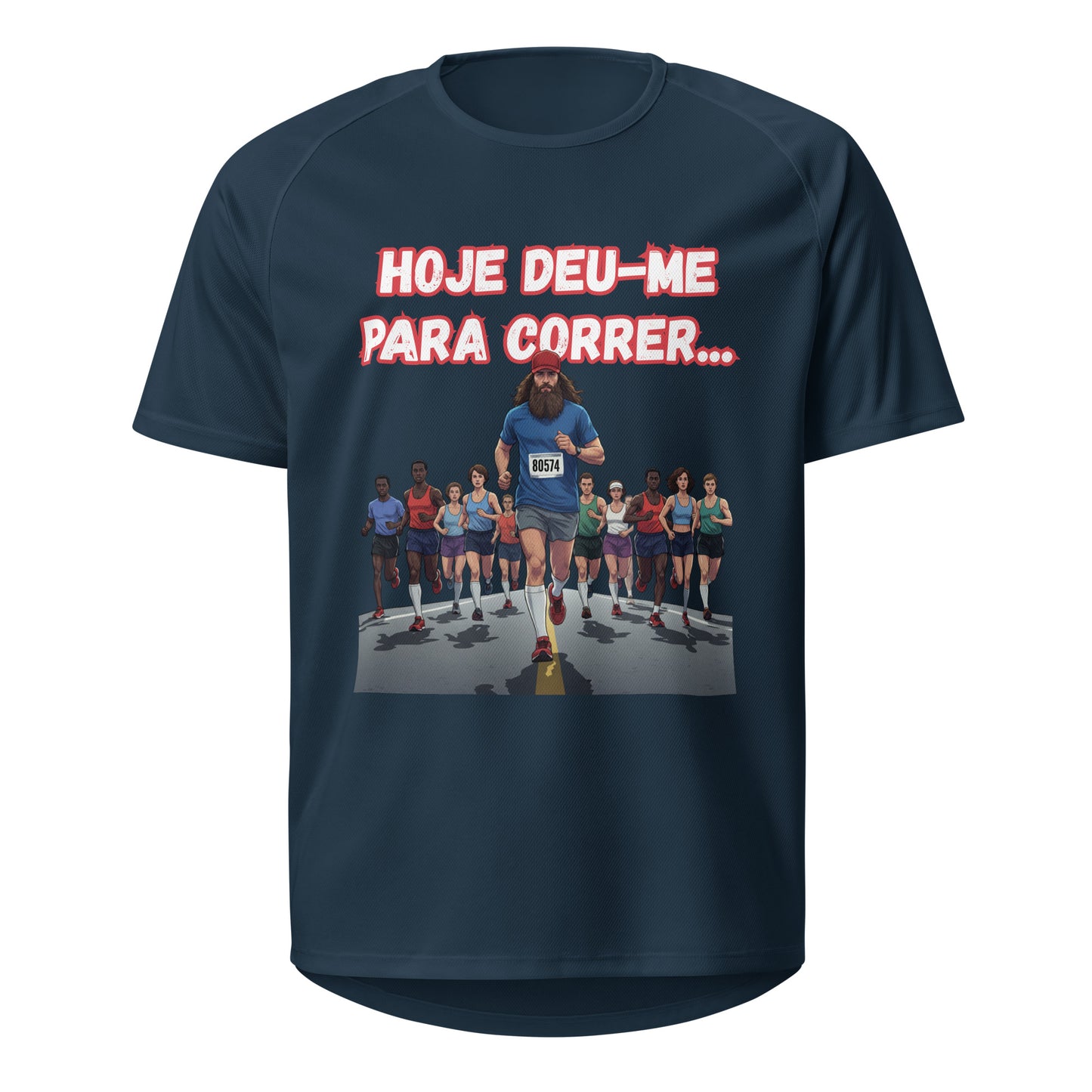 Mockup T-Shirt Deu-me para Correr Homem – Azul Francês