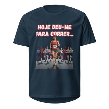 Mockup T-Shirt Deu-me para Correr Mulher – Azul Francês