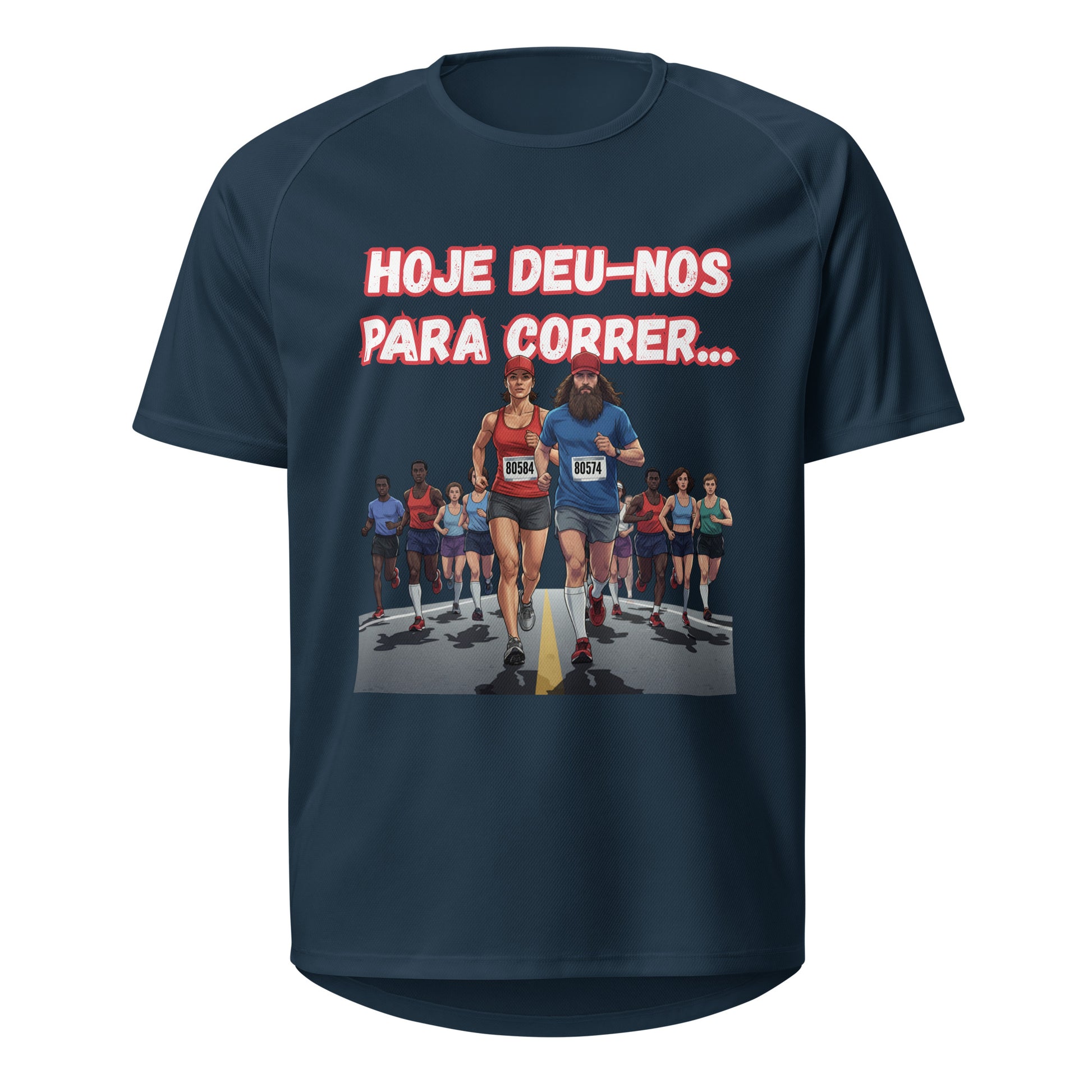 Mockup T-Shirt Deu-me para Correr Unissexo – Azul Francês