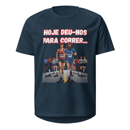 Mockup T-Shirt Deu-me para Correr Unissexo – Azul Francês