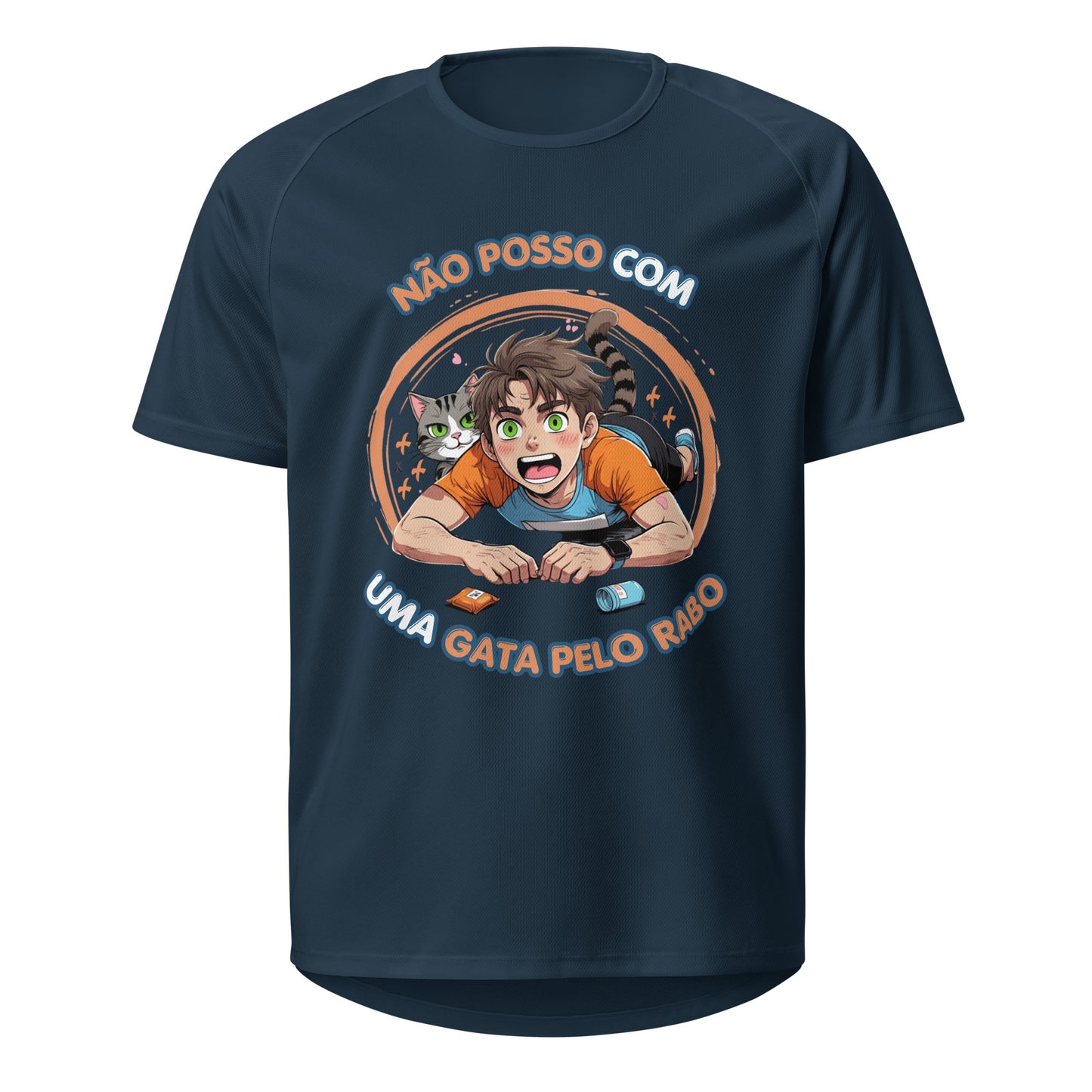 Mockup T-Shirt Não Posso com Uma Gata Pelo Rabo – Azul Francês