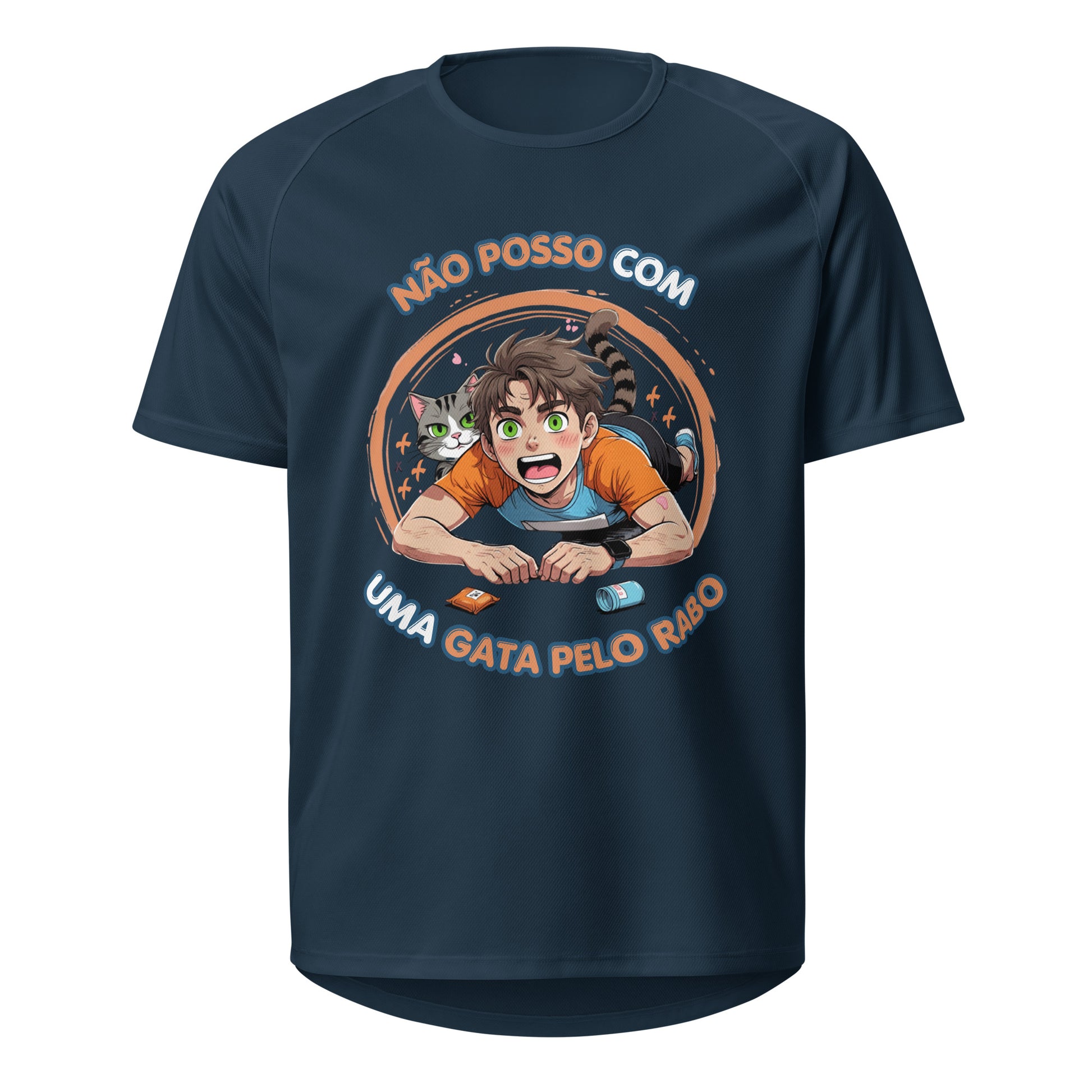 Mockup T-Shirt Não Posso com Uma Gata Pelo Rabo – Azul Francês