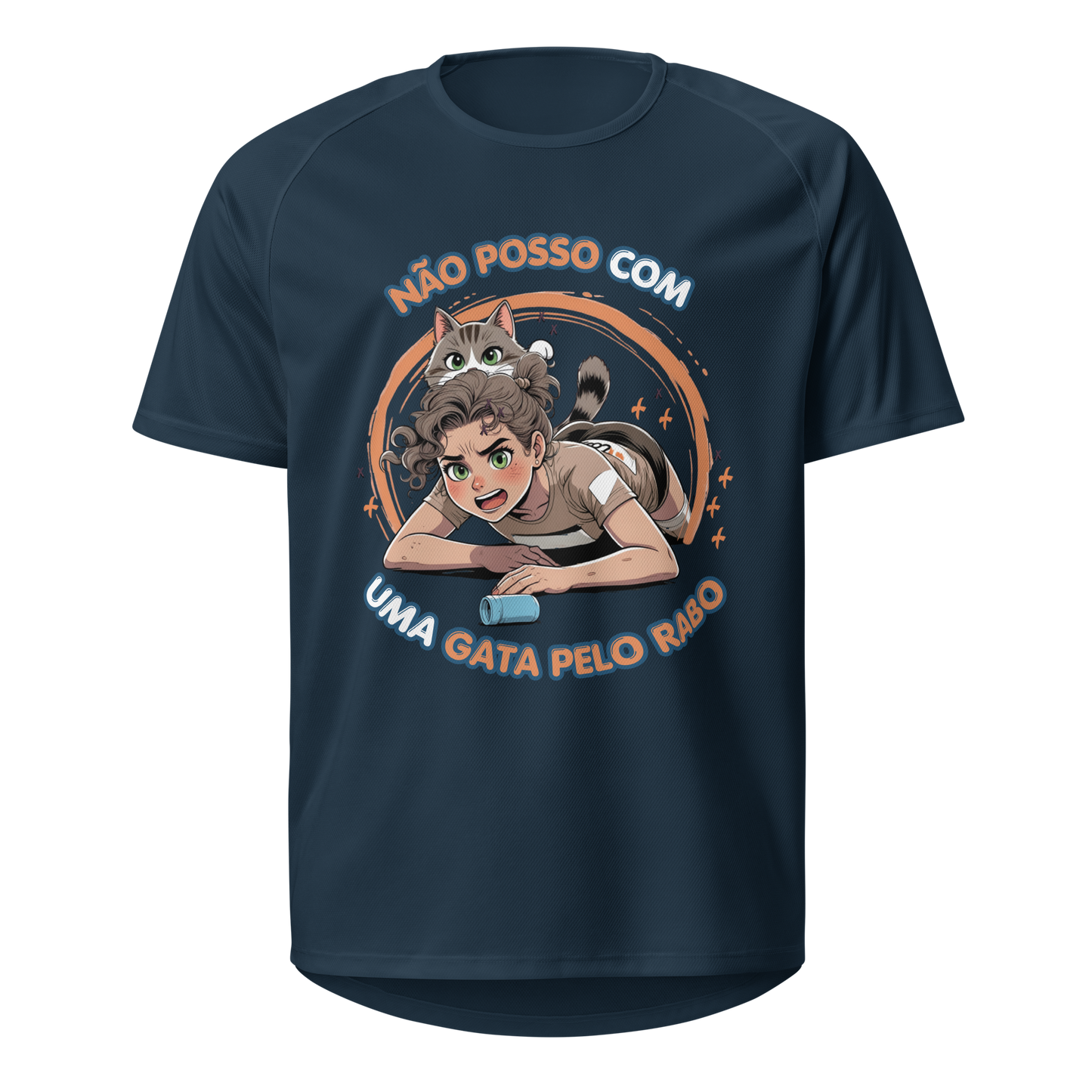 Mockup T-Shirt Não Posso com Uma Gata Pelo Rabo – Azul Francês