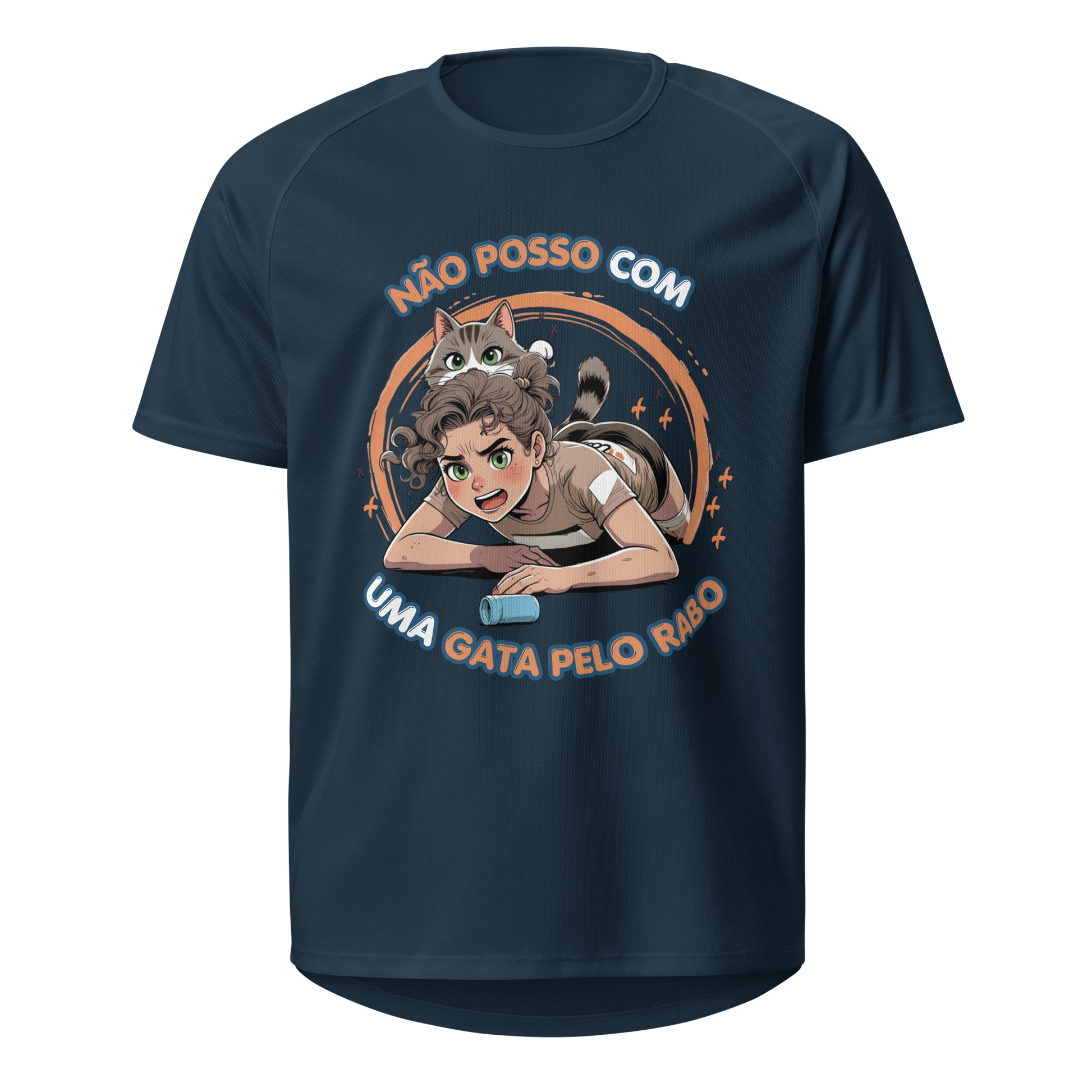 Mockup T-Shirt Não Posso com Uma Gata Pelo Rabo – Azul Francês