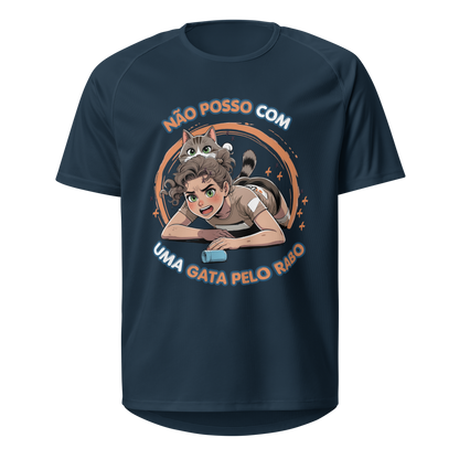Mockup T-Shirt Não Posso com Uma Gata Pelo Rabo – Azul Francês