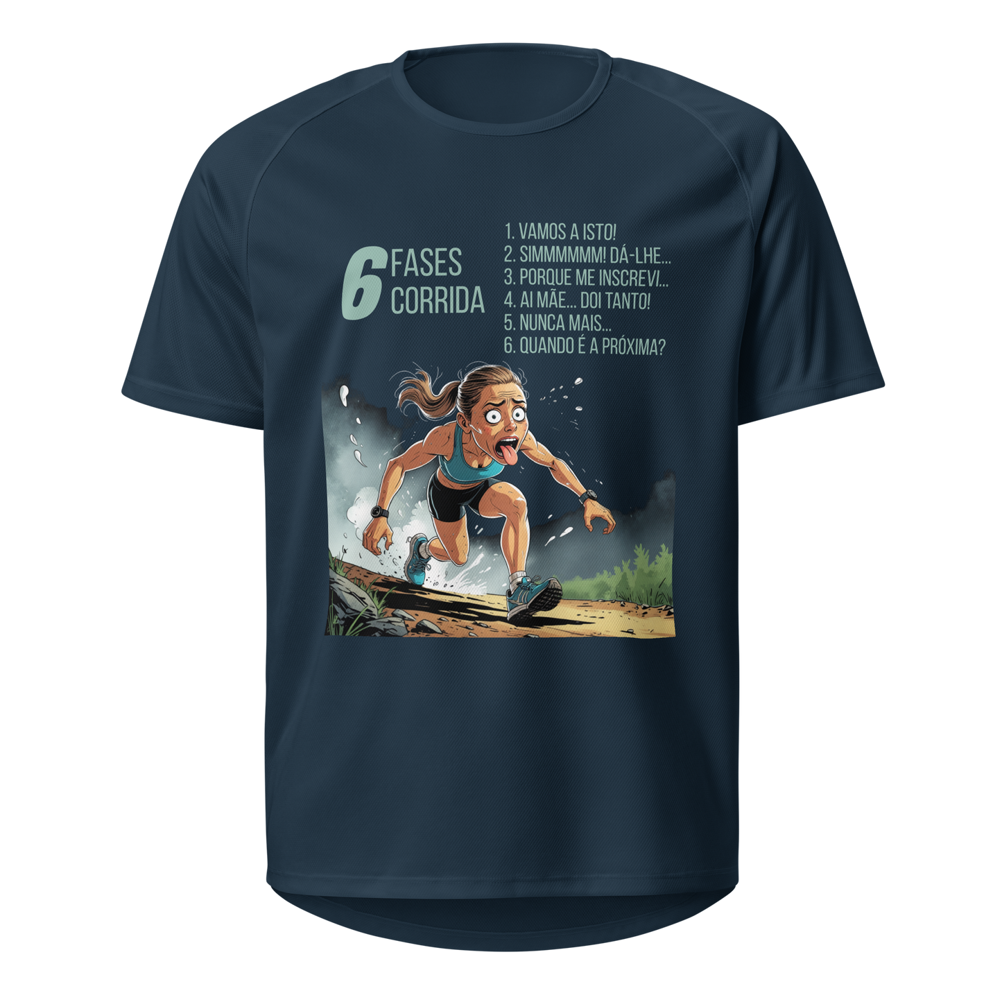 Mockup T-Shirt 6 Fases da Corrida – Azul Francês