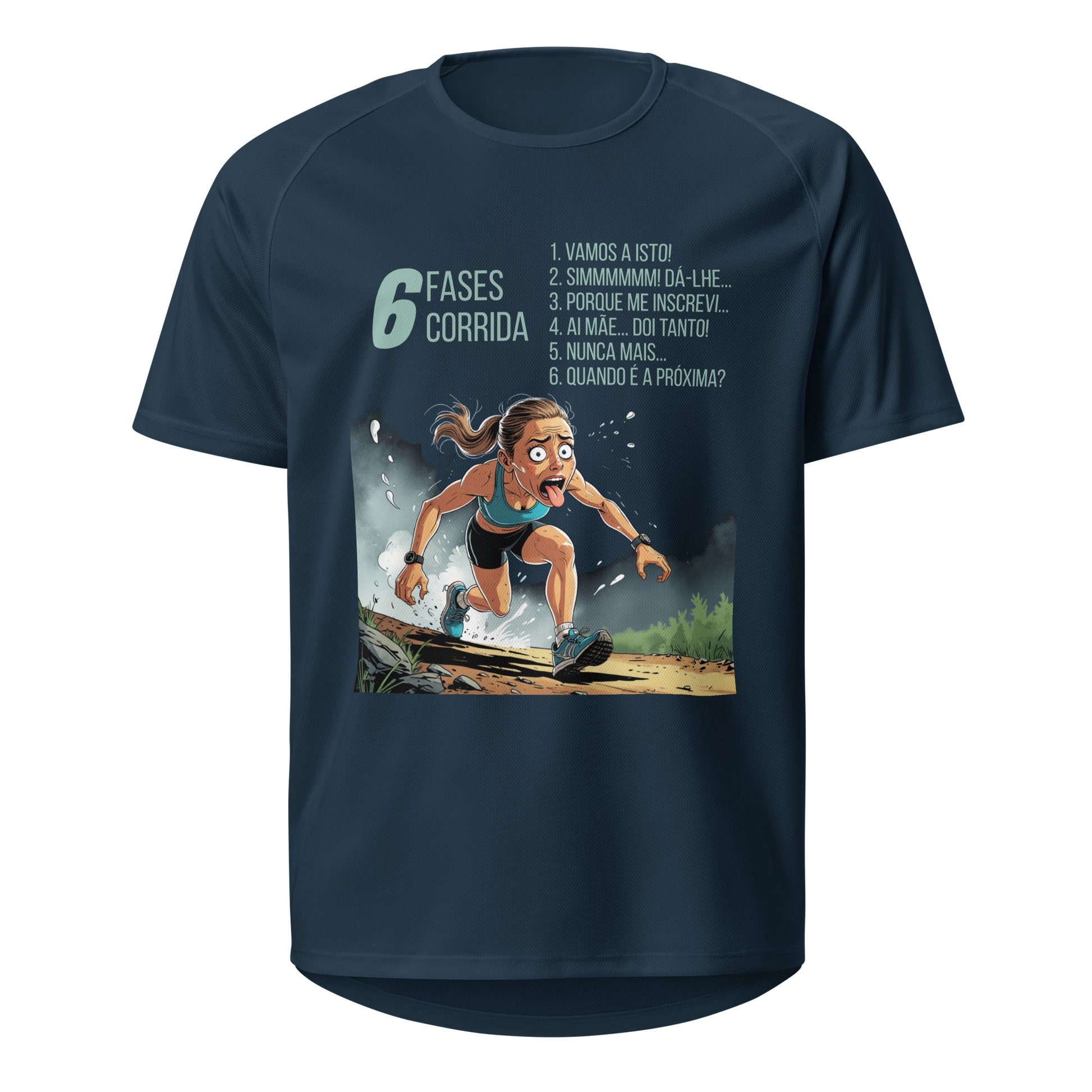 Mockup T-Shirt 6 Fases da Corrida – Azul Francês
