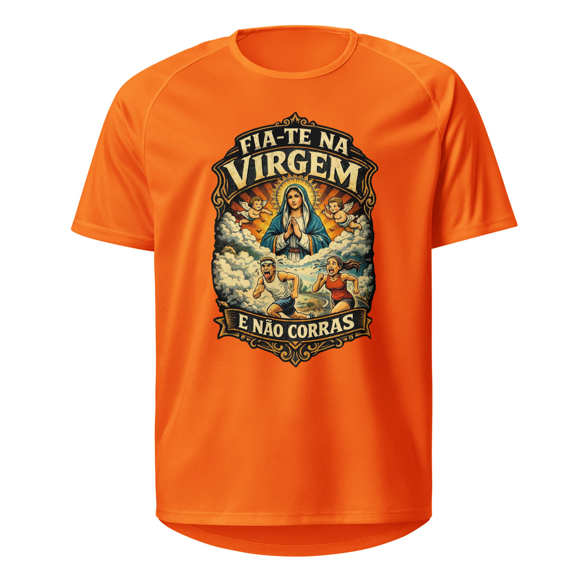 Mockup T-Shirt Fia-te na Virgem – Laranja Neon