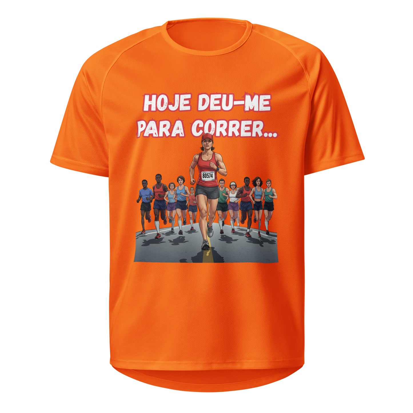 Mockup T-Shirt Deu-me para Correr Mulher – Laranja Neon