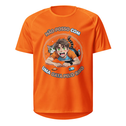Mockup T-Shirt Não Posso com Uma Gata Pelo Rabo – Laranja Neon
