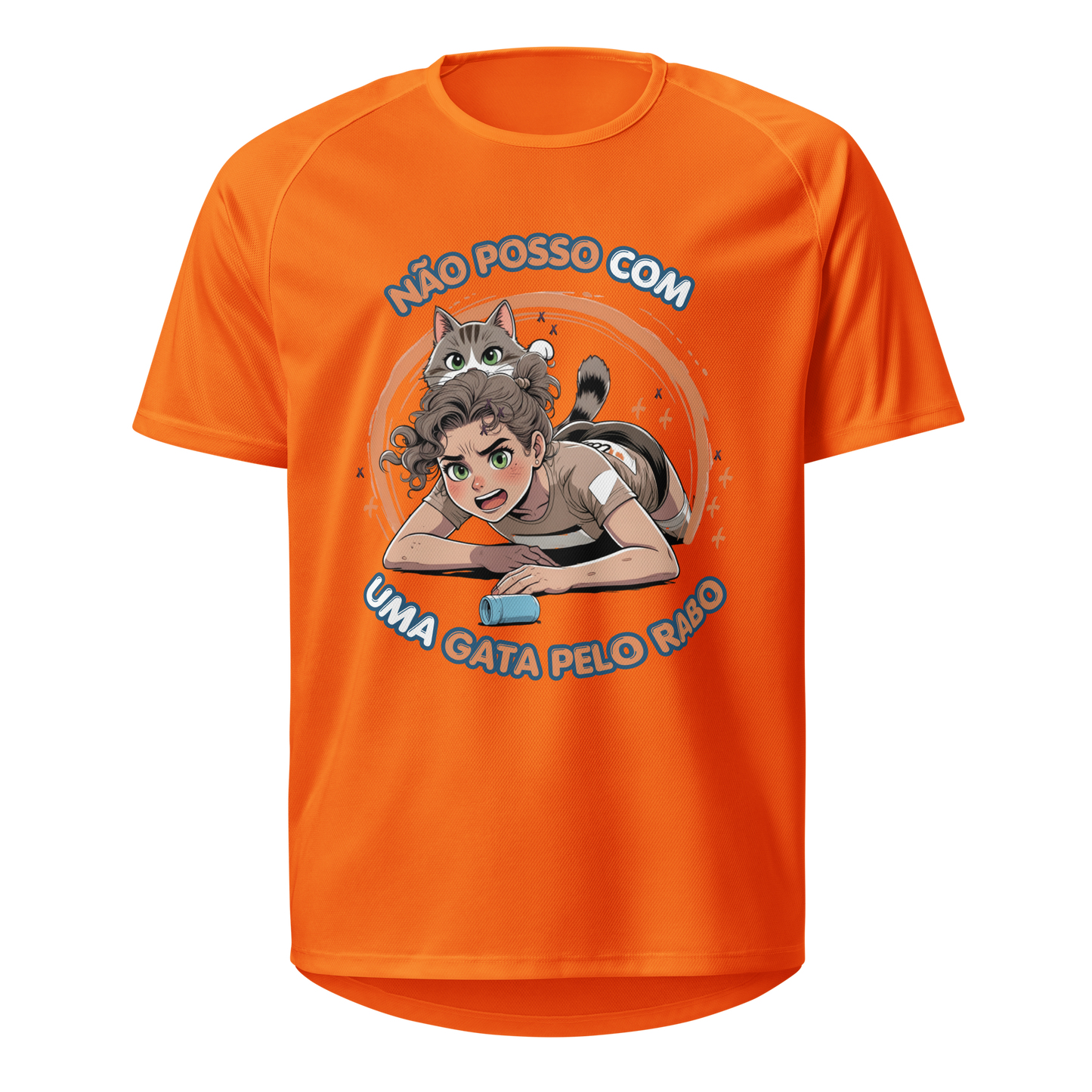 Mockup T-Shirt Não Posso com Uma Gata Pelo Rabo – Laranja Neon
