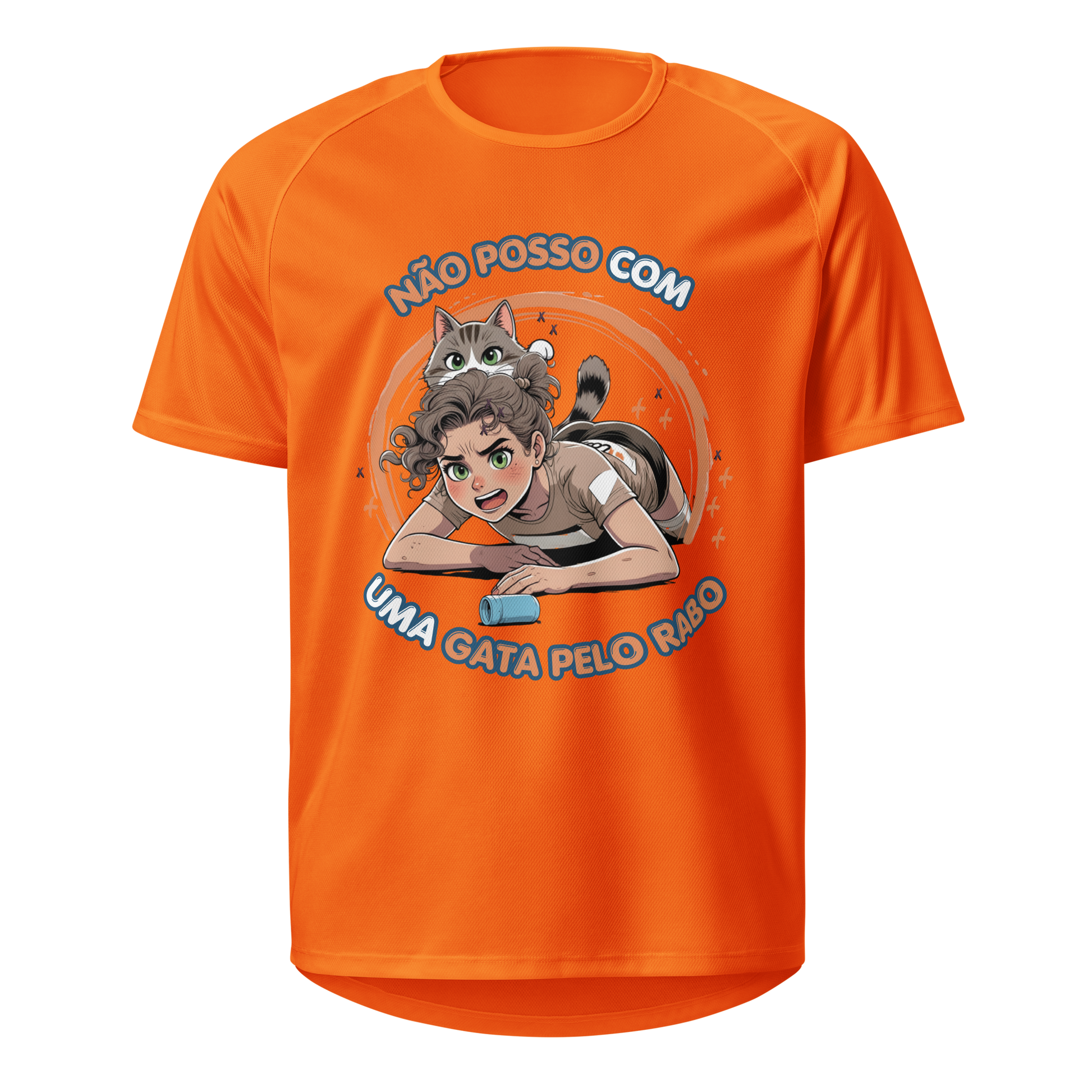 Mockup T-Shirt Não Posso com Uma Gata Pelo Rabo – Laranja Neon