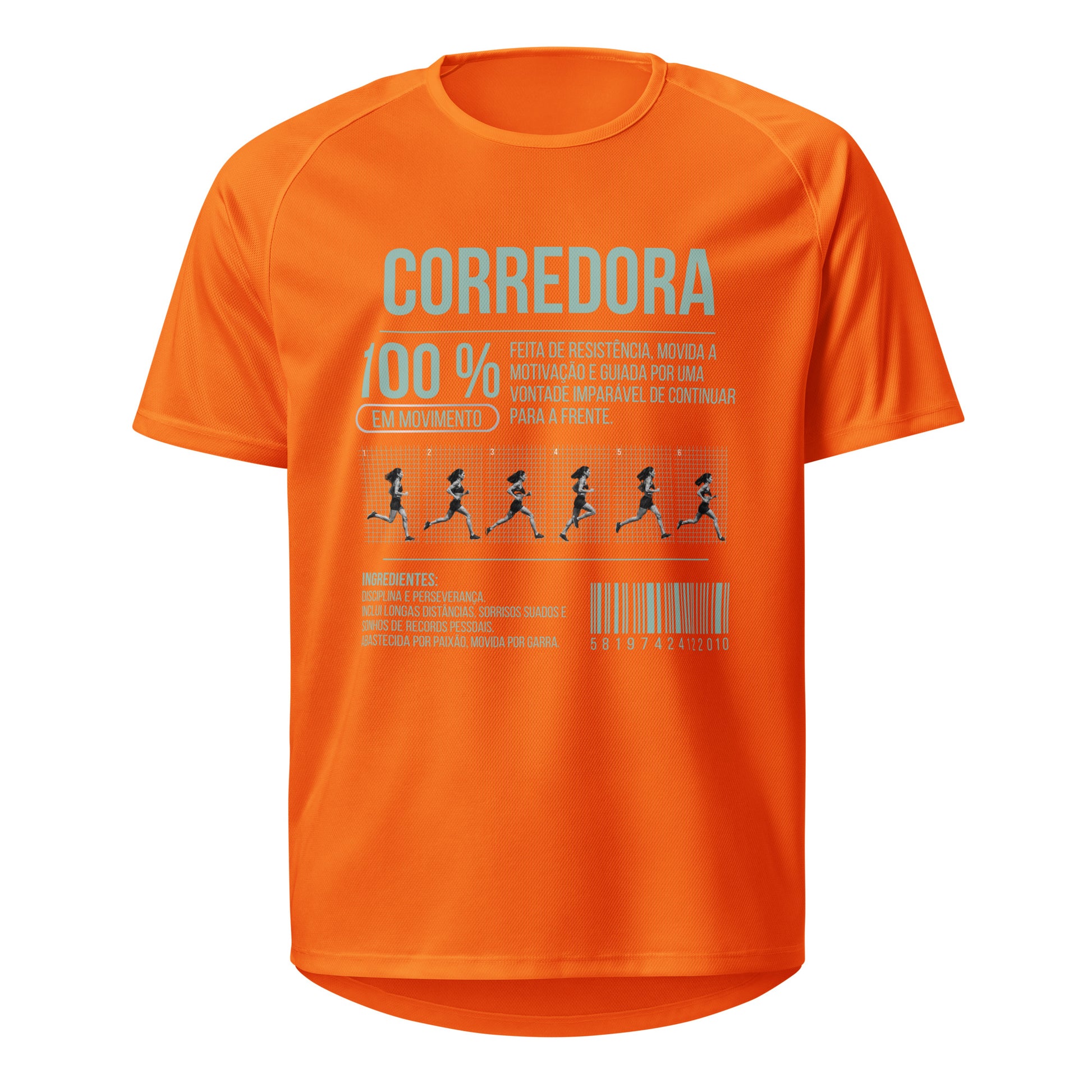 Mockup T-Shirt 100% Corredora – Laranja Neon