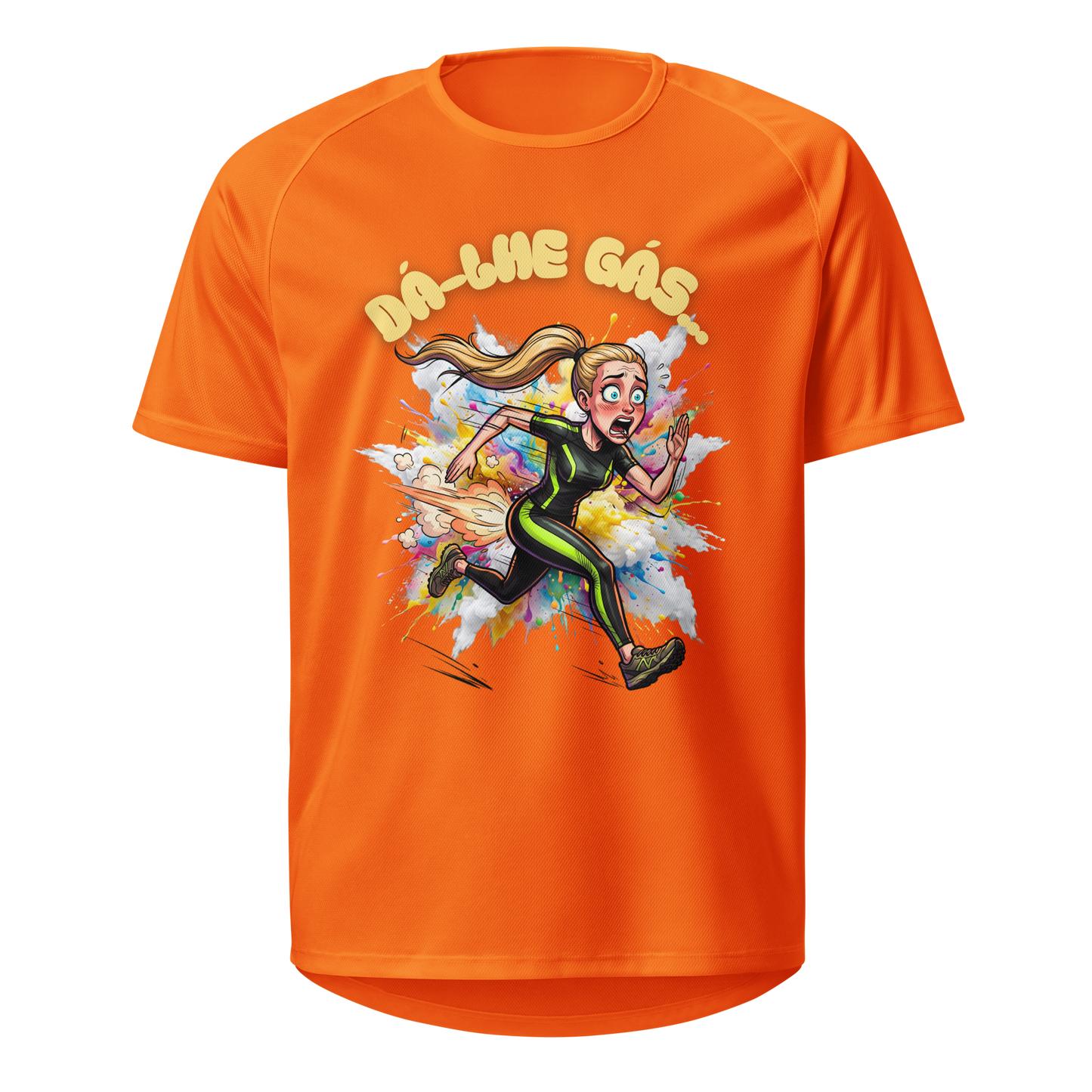 Mockup T-Shirt Dá-lhe Gás... – Laranja Neon