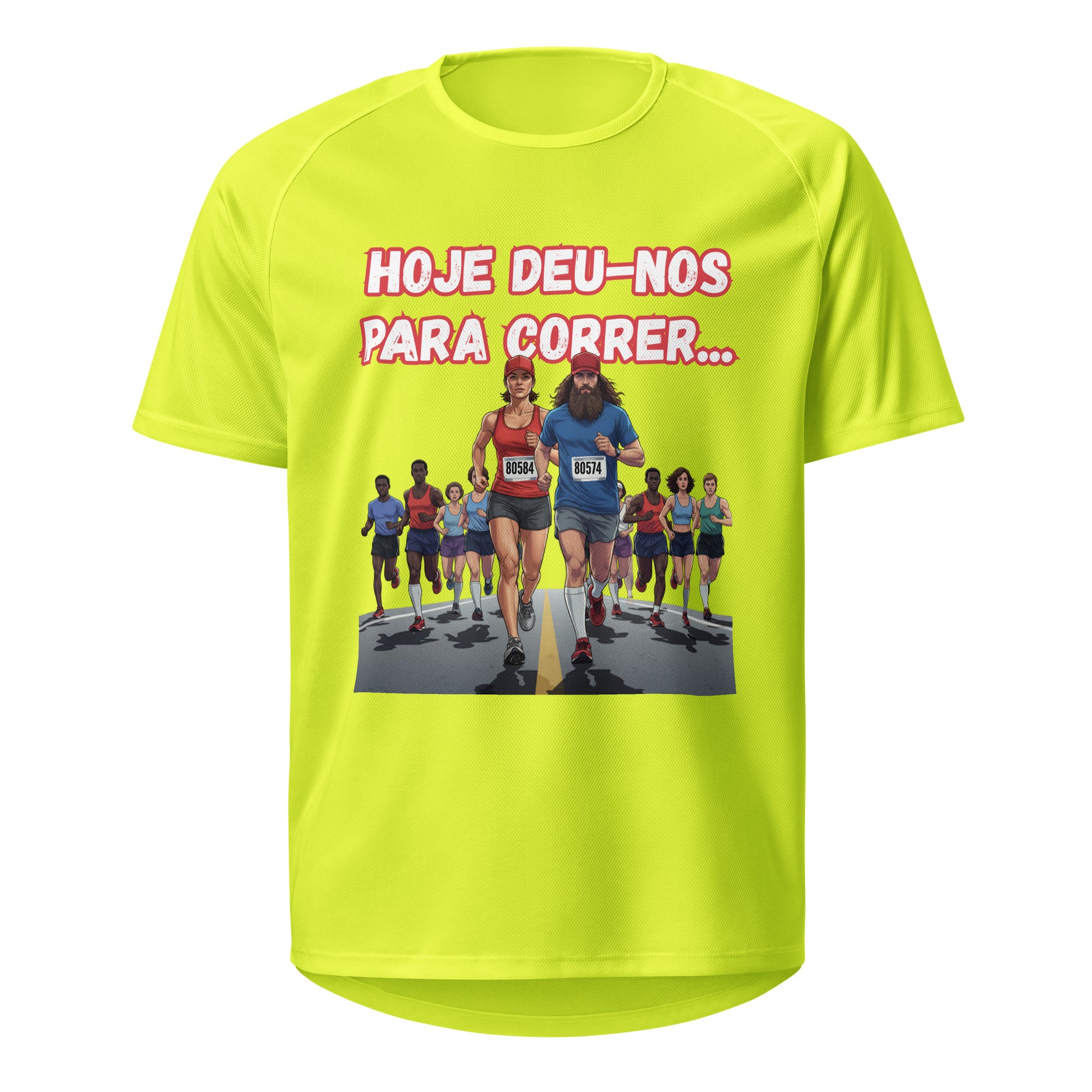 Mockup T-Shirt Deu-me para Correr Unissexo – Amarelo Neon