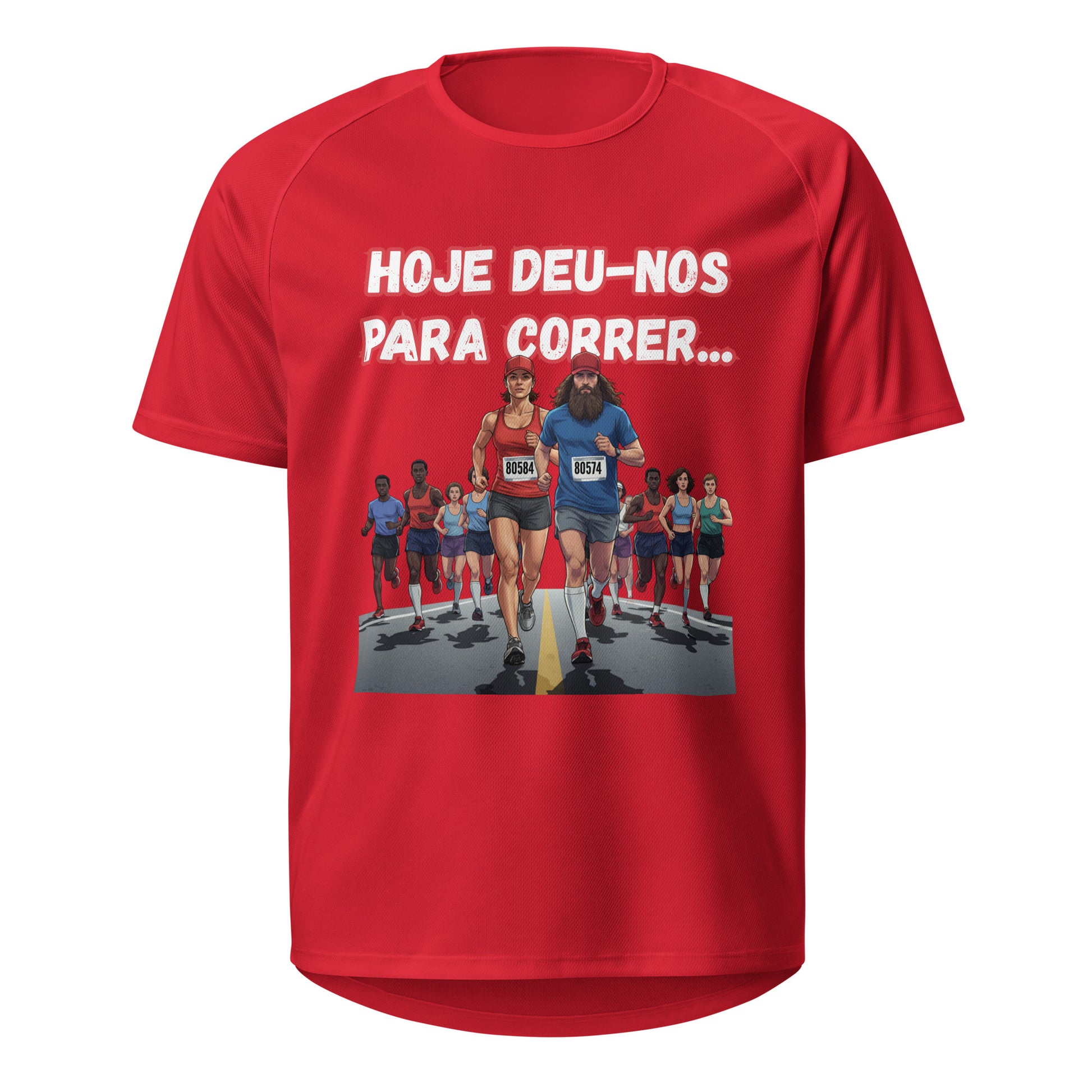 Mockup T-Shirt Deu-me para Correr Unissexo – Vermelho