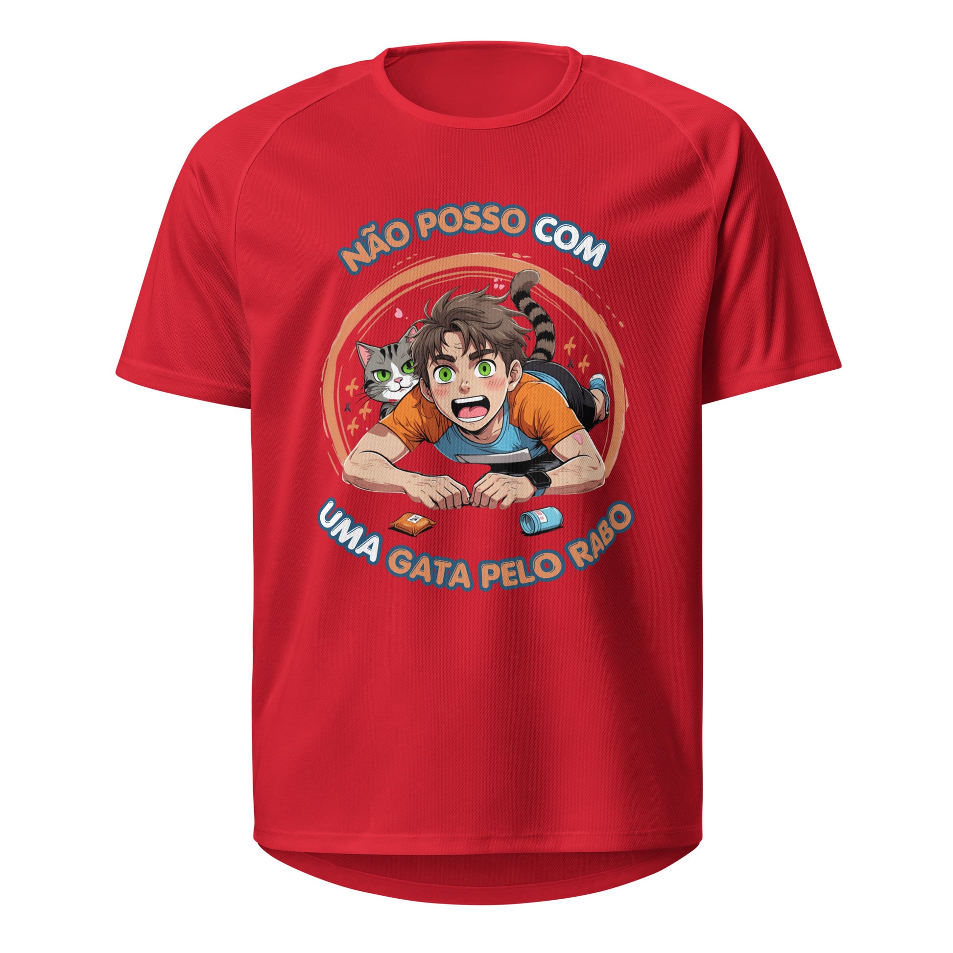 Mockup T-Shirt Não Posso com Uma Gata Pelo Rabo – Vermelho