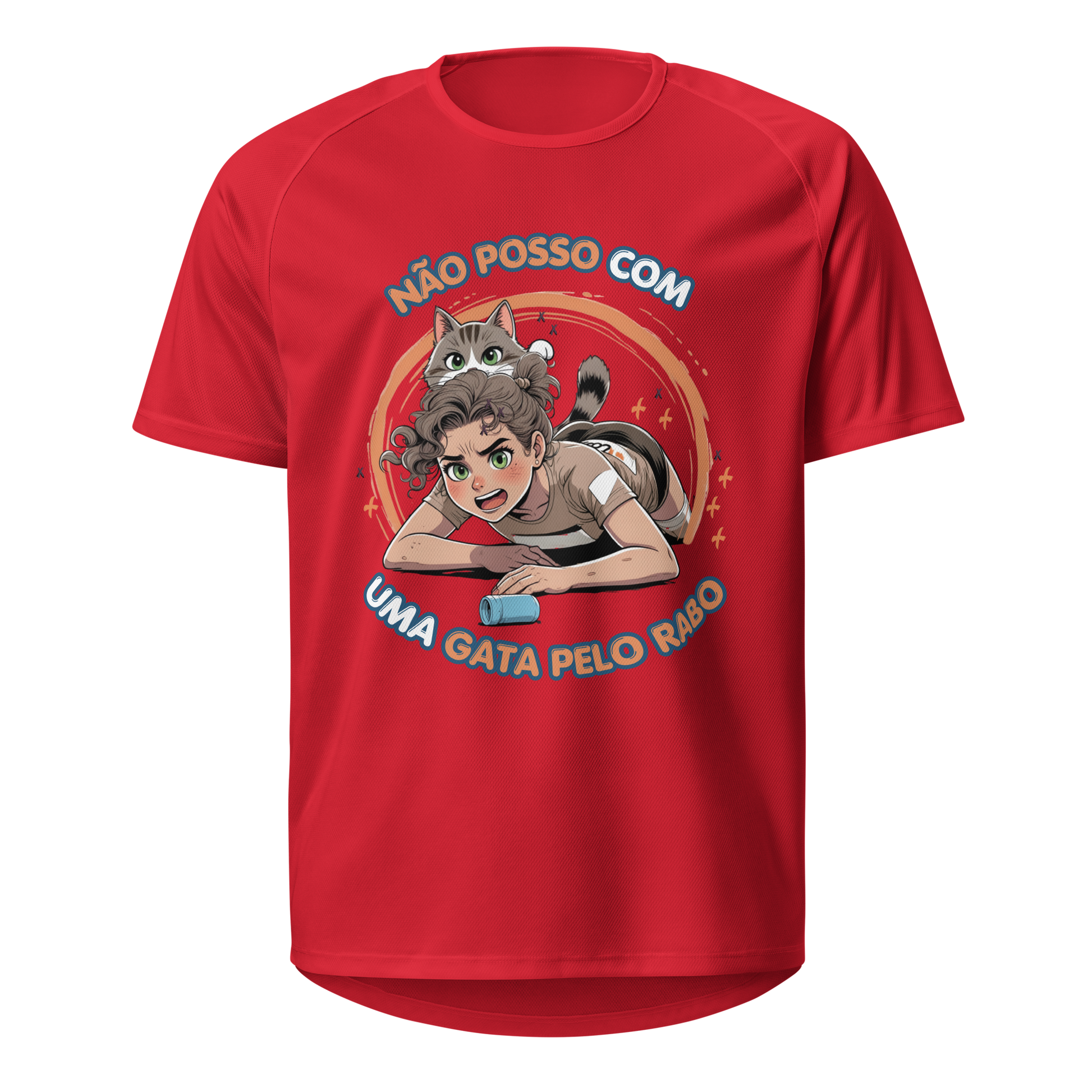 Mockup T-Shirt Não Posso com Uma Gata Pelo Rabo – Vermelho