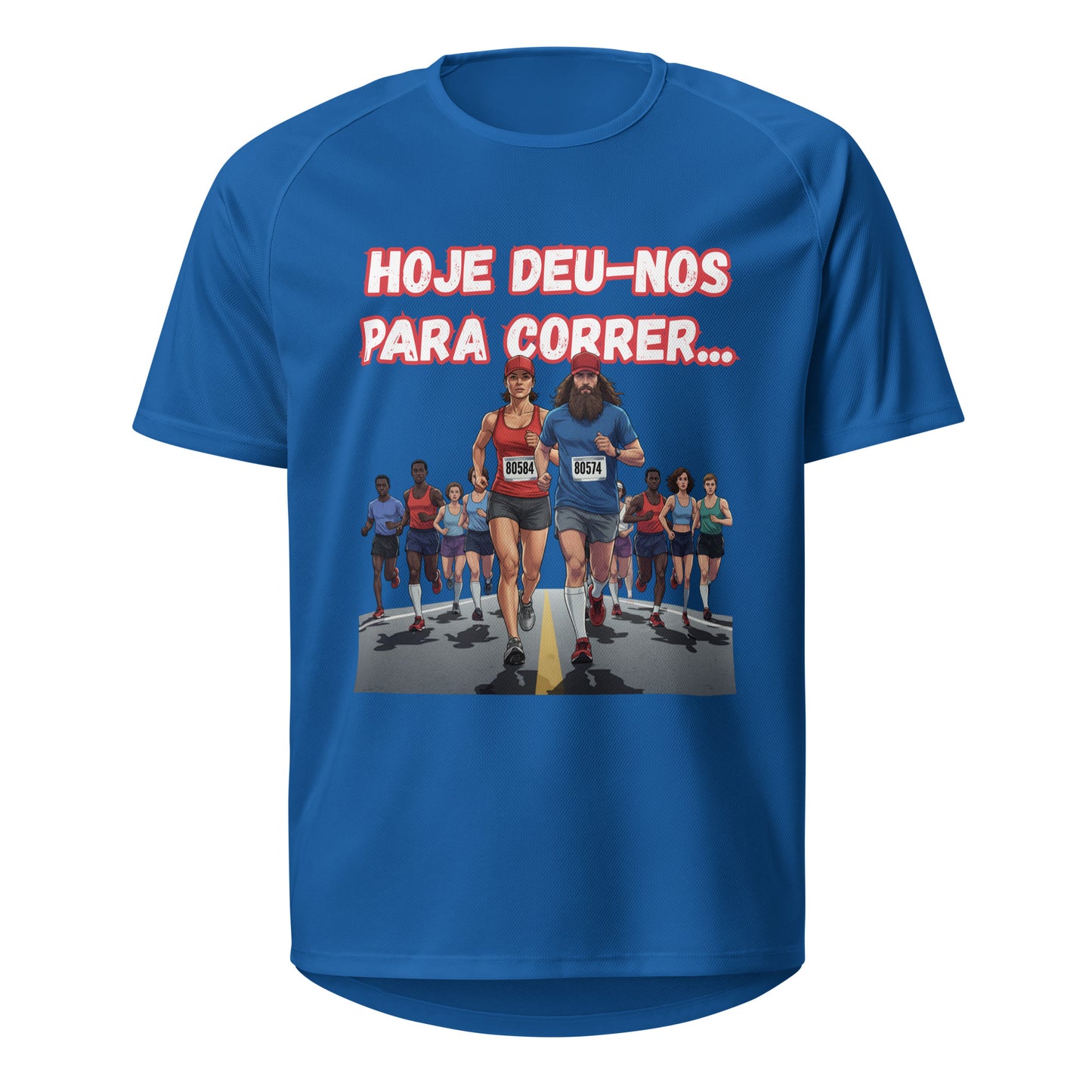 Mockup T-Shirt Deu-me para Correr Unissexo – Azul Royal