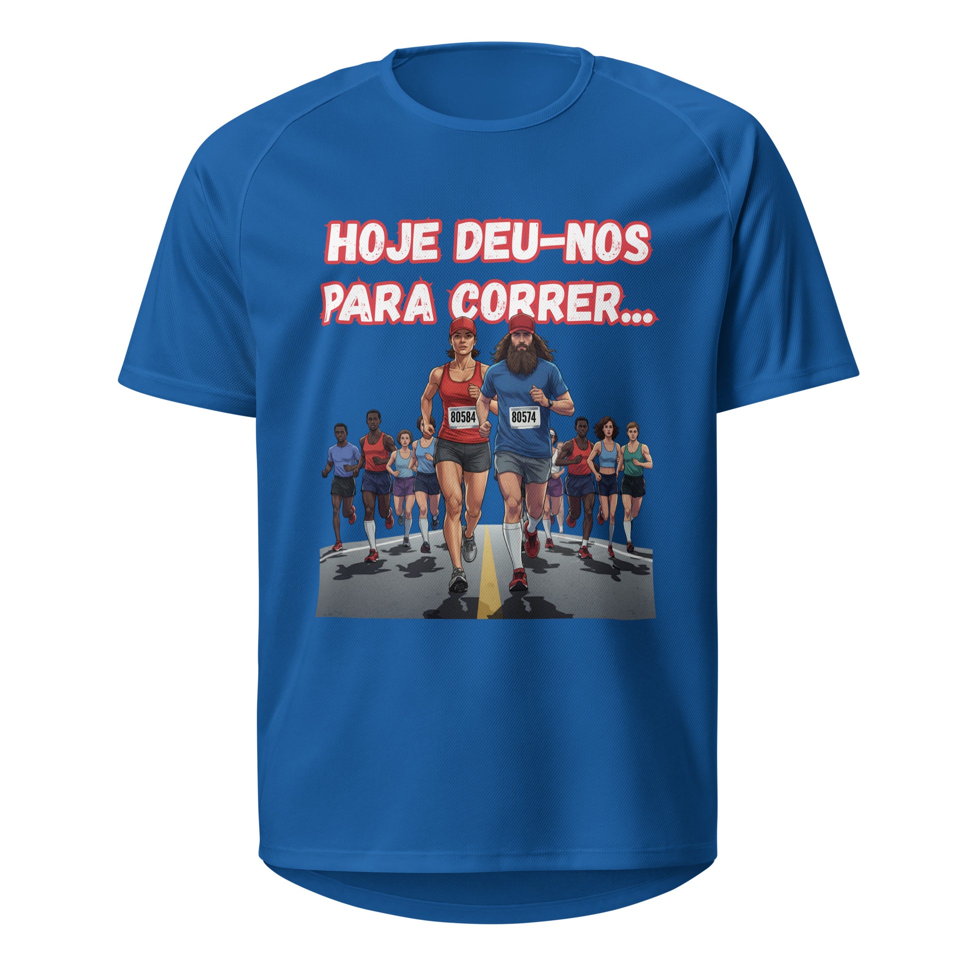 Mockup T-Shirt Deu-me para Correr Unissexo – Azul Royal