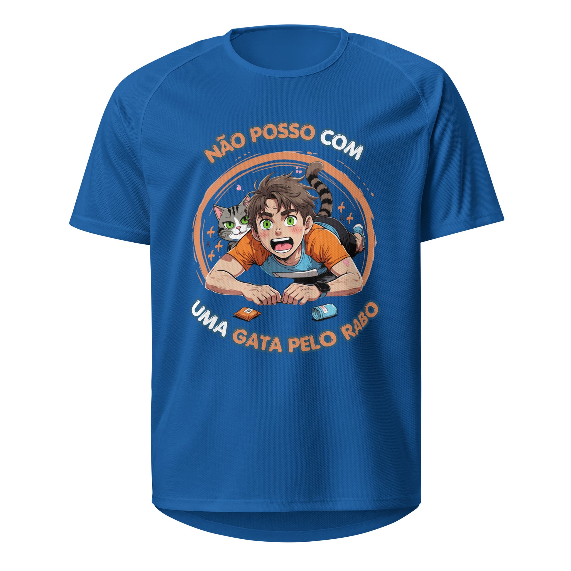 Mockup T-Shirt Não Posso com Uma Gata Pelo Rabo – Azul Royal