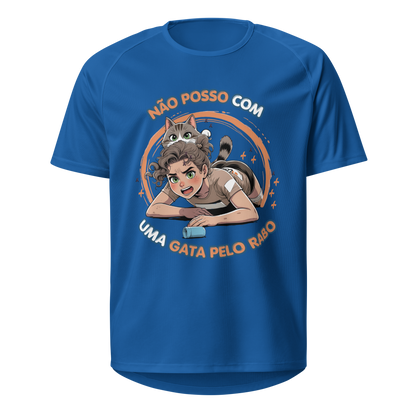 Mockup T-Shirt Não Posso com Uma Gata Pelo Rabo – Azul Royal