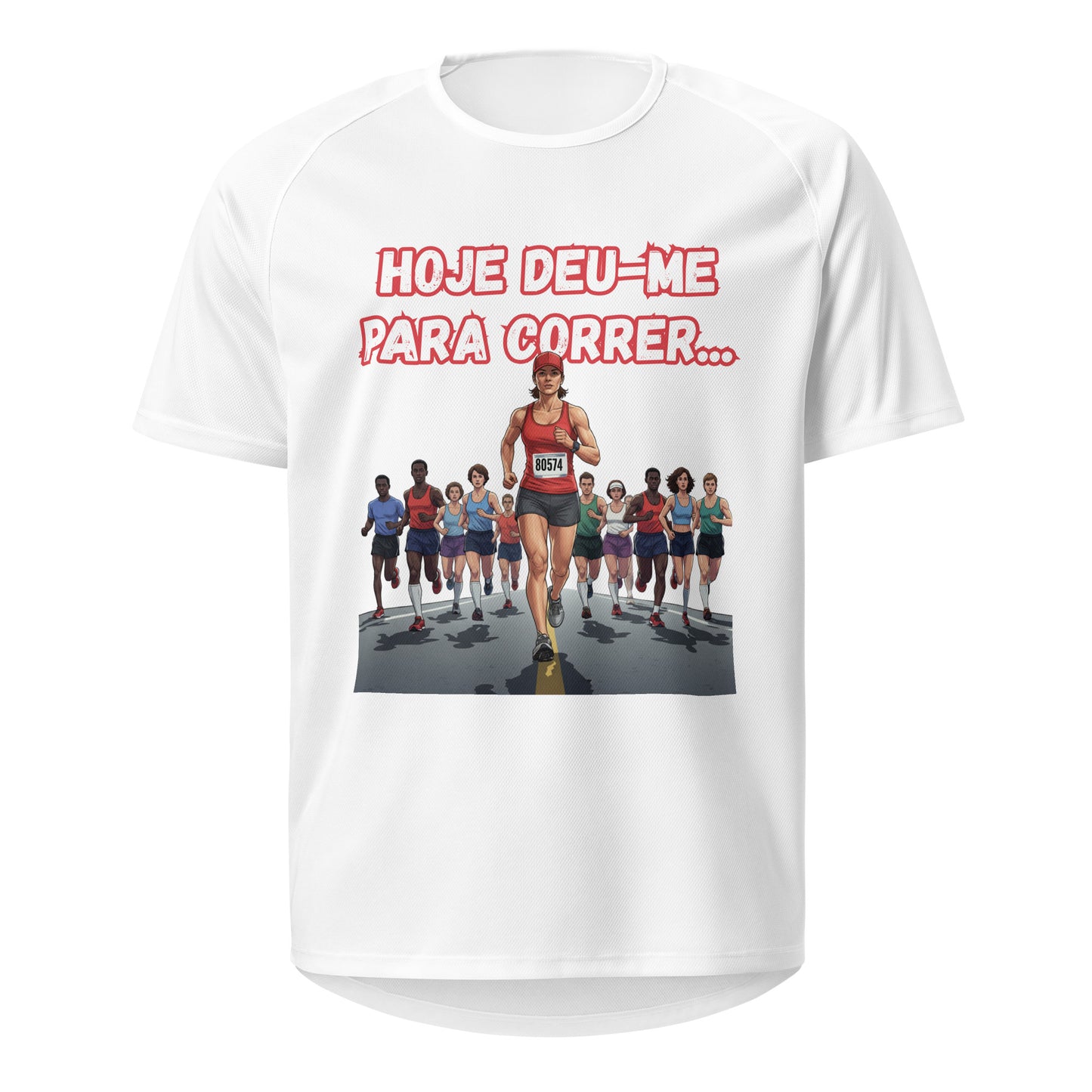 Mockup T-Shirt Deu-me para Correr Mulher – Branco
