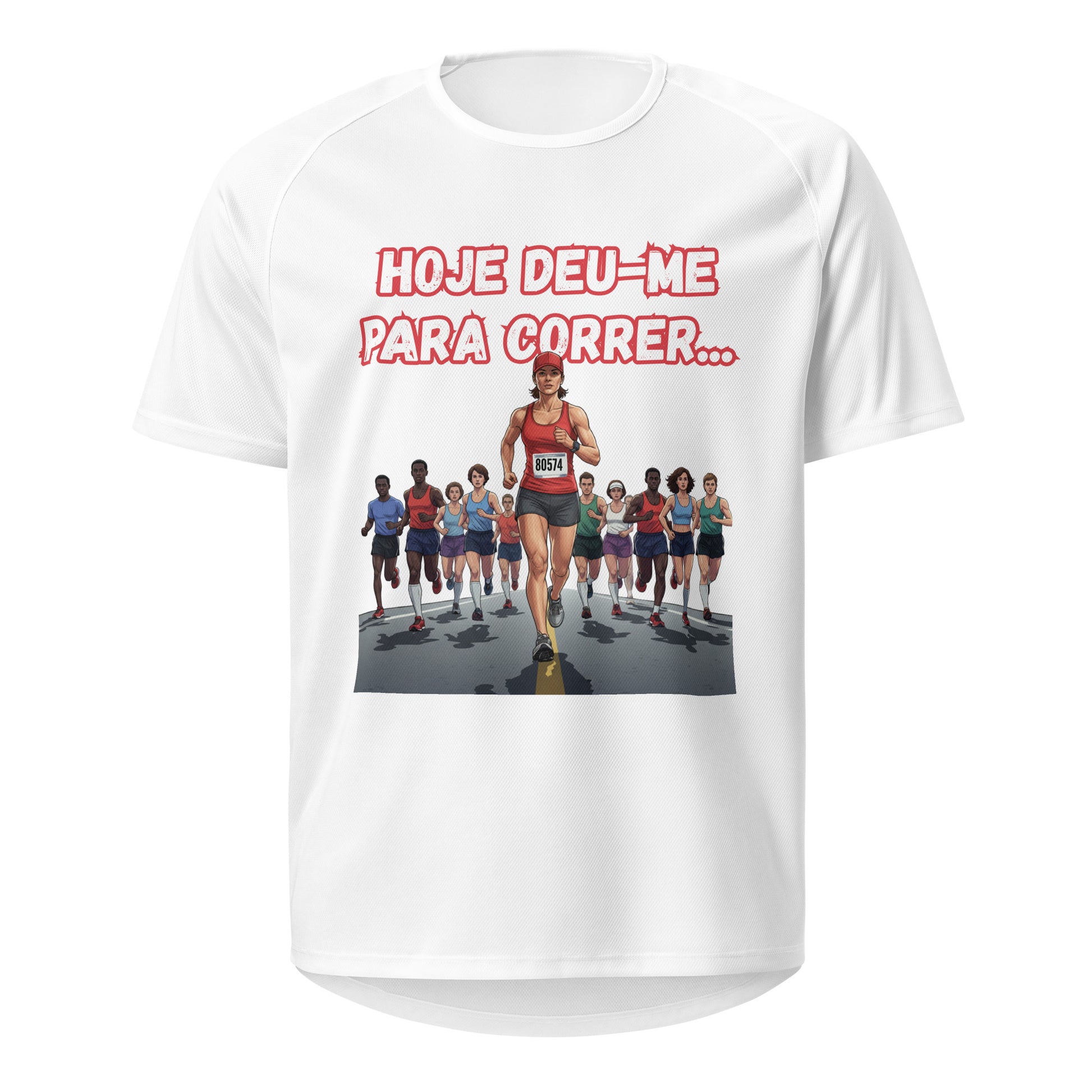 Mockup T-Shirt Deu-me para Correr Mulher – Branco