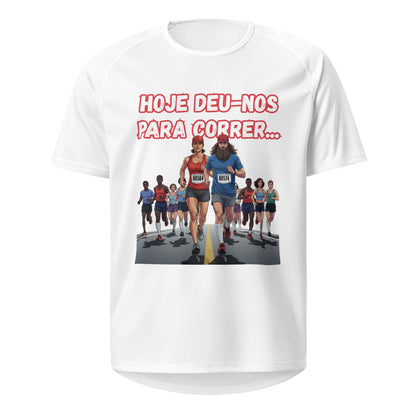 Mockup T-Shirt Deu-me para Correr Unissexo – Branco